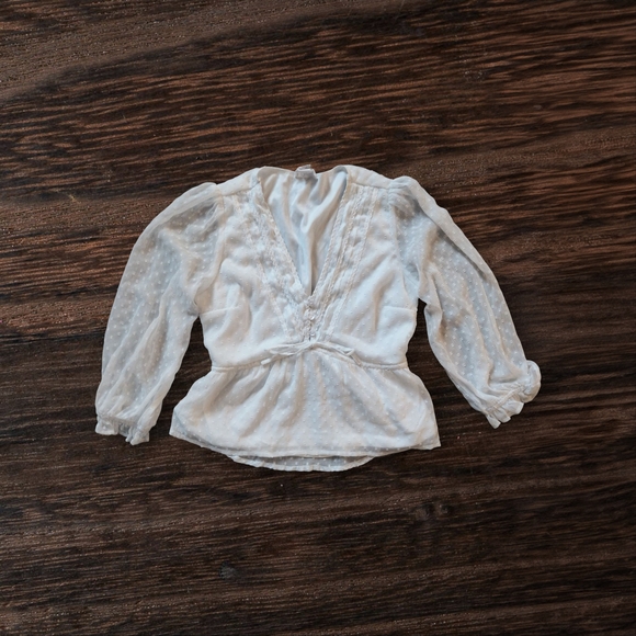White Sheer Blouse with Lace Details - Picture 1 of 8